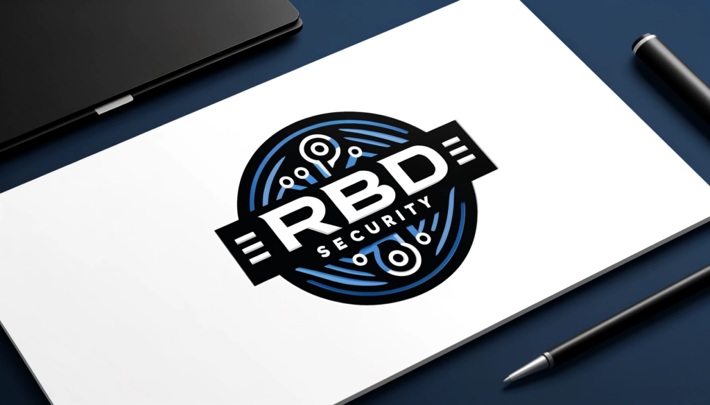 RBD Security logo on a stationary, a tablet and pen in the background