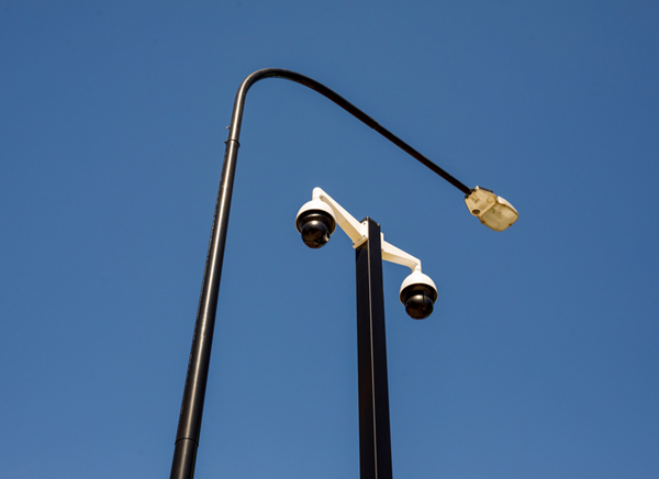 Two PTZ cameras installed on a pole in Washington DC