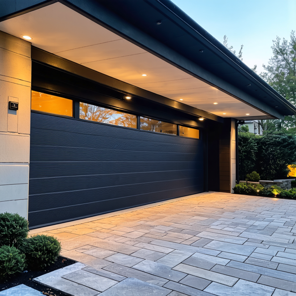 Modern couble garage door installed in a high end residence in Georgetown Washington DC